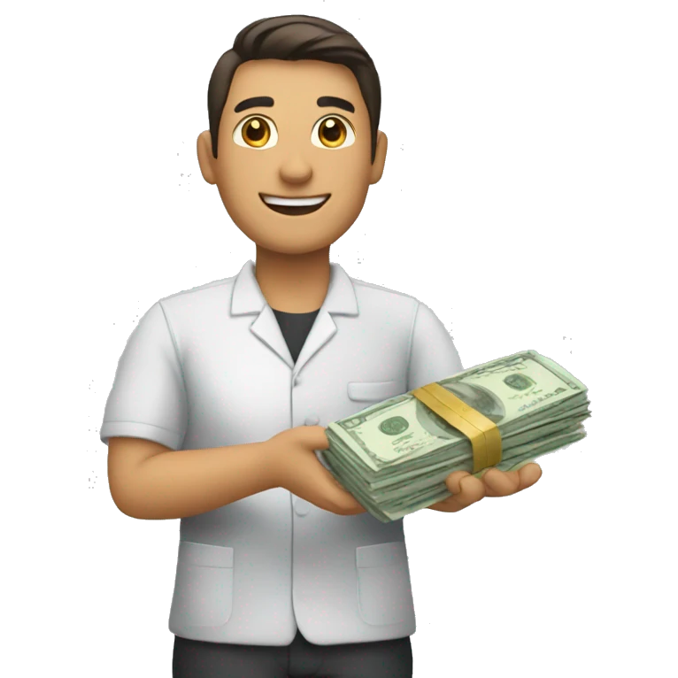 hotel worker with money in their hands emoji