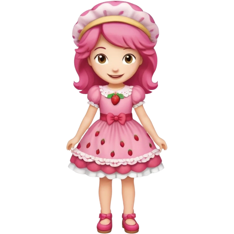 pretty and cute realistic modern day cartoon character strawberry shortcake full body emoji