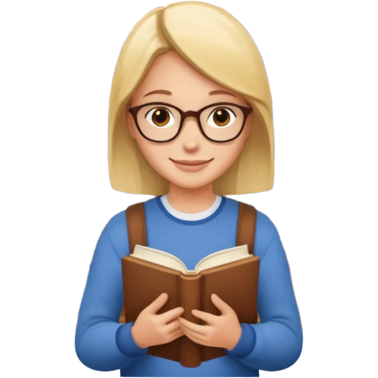 Library Visitor, Reader + stack of books. emoji