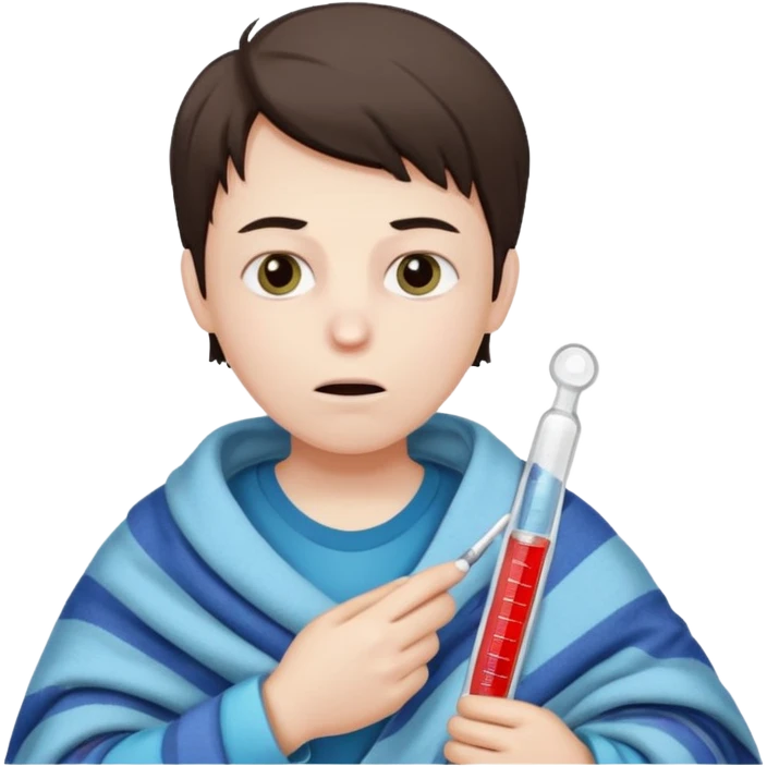 persona enferma con un termometro en la boca  pero que no tenga ropa de enferma  emoji