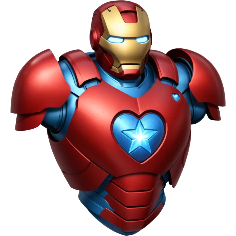 A red Iron Man armor heart with a glowing blue star in the center emoji
