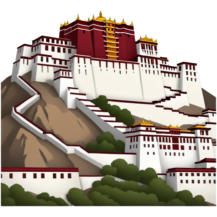 Potala Palace Lhasa Tibet simple cartoonish emoji style white and red Tibetan building emoji