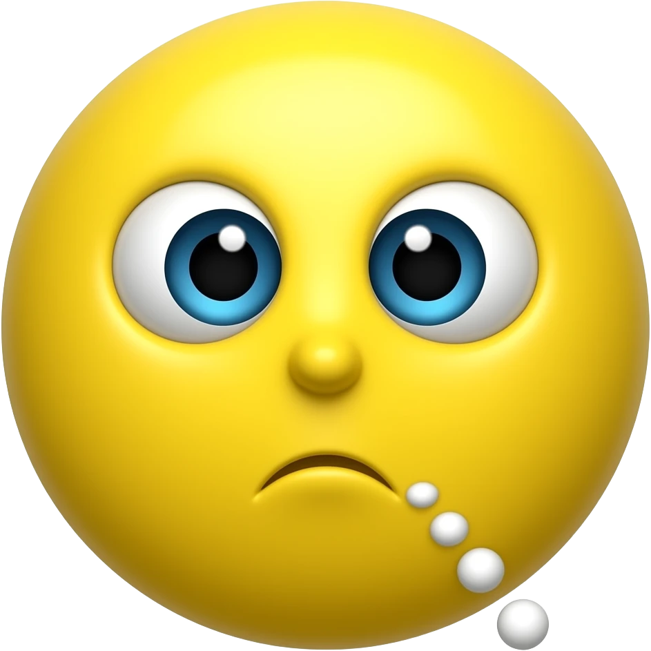verry round yellow face emoji who is thinking emoji