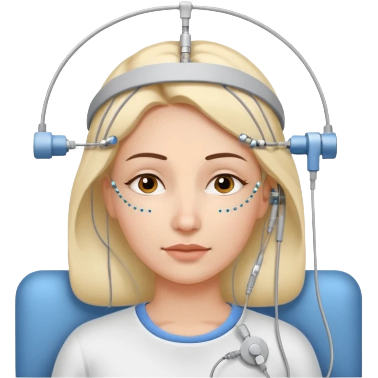 woman polysomnography sleep test with electrodes attached to head emoji