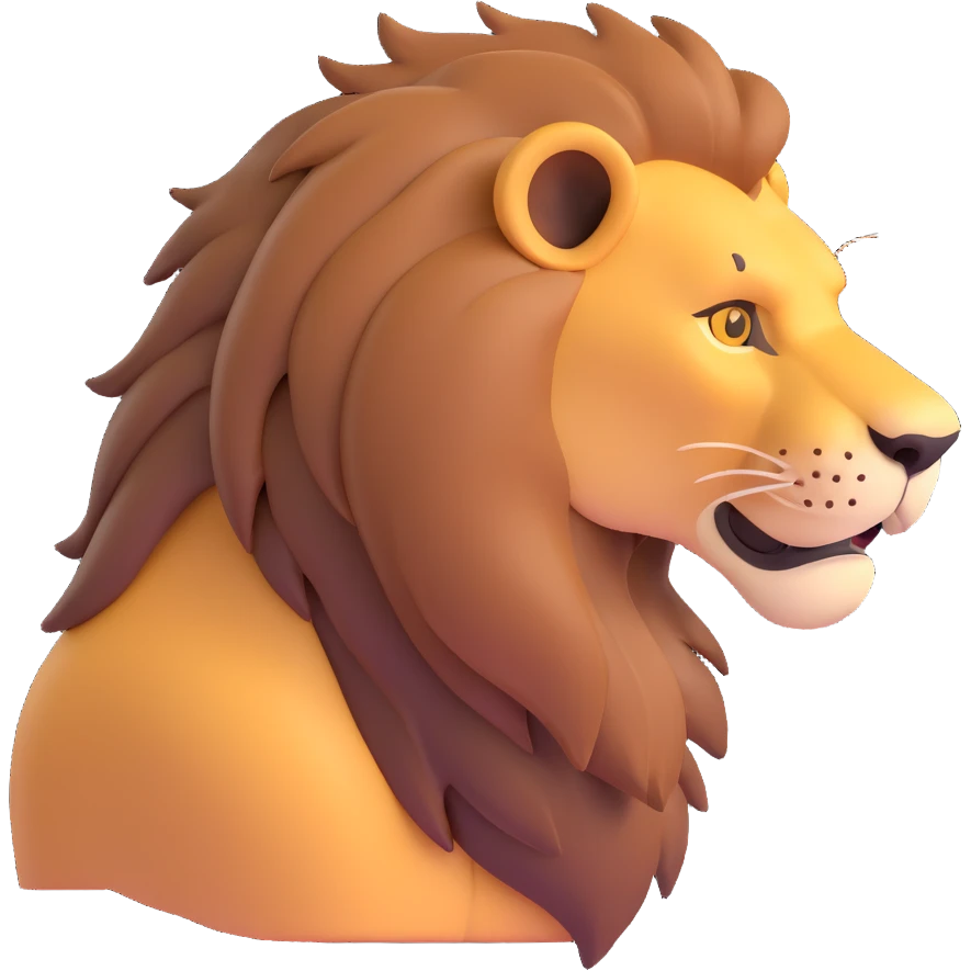 FULL BODY panthera leo male style wild, full flat cute side profile design in 3d soft l centered composition cartoon style128x128 pixels

 emoji