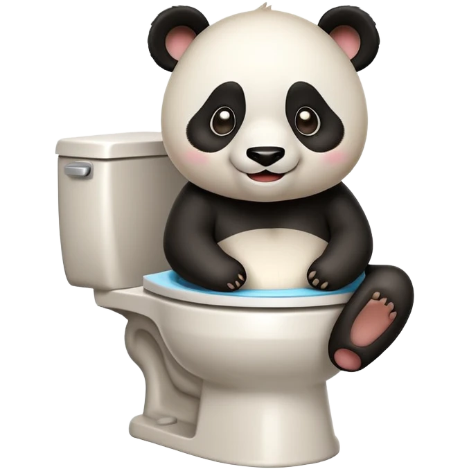 panda doing poop in a toilet  emoji