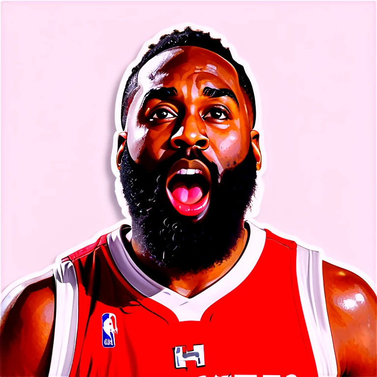 James Harden with tounge out wearing HOUSTON Rockets jersey emoji