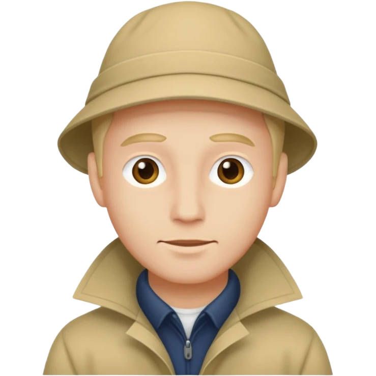 Make a man with a sou’wester, the cap that you use when it rains emoji