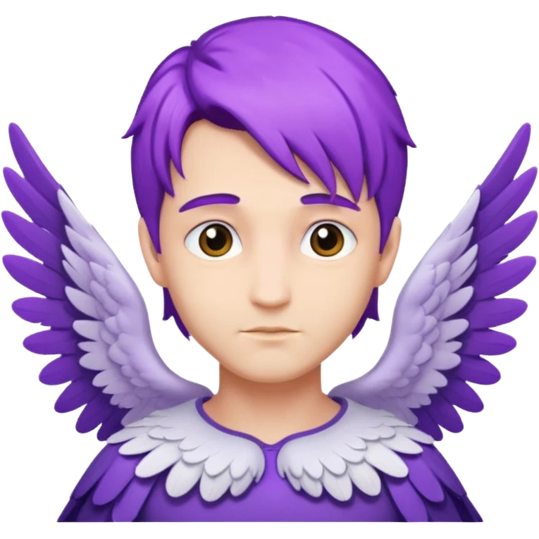  male angel with purple hair with wings emoji