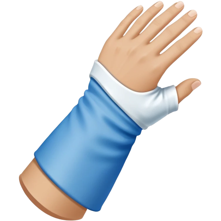 Arm in a blue cast with white edges at top and bottom  emoji