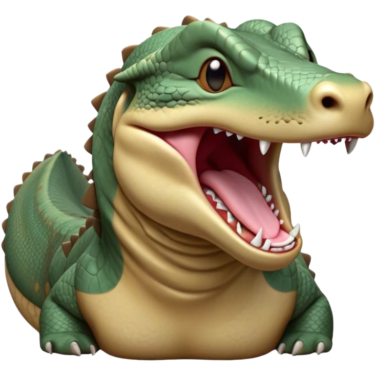 Cinematic Realistic Cute Yawning Komodo Dragon Portrait Emoji, Head tilted slightly with a dramatic, wide-open yawn, showcasing a soft, rugged scaled hide with subtly drooping features and half-closed, drowsy eyes rendered in authentic detail, high shine, relaxed yet expressive, styled with a dash of natural desert charm, soft glowing outline, capturing the essence of a sleepy yet affectionate Komodo dragon that appears ready to stretch out for a deep, restful nap! emoji