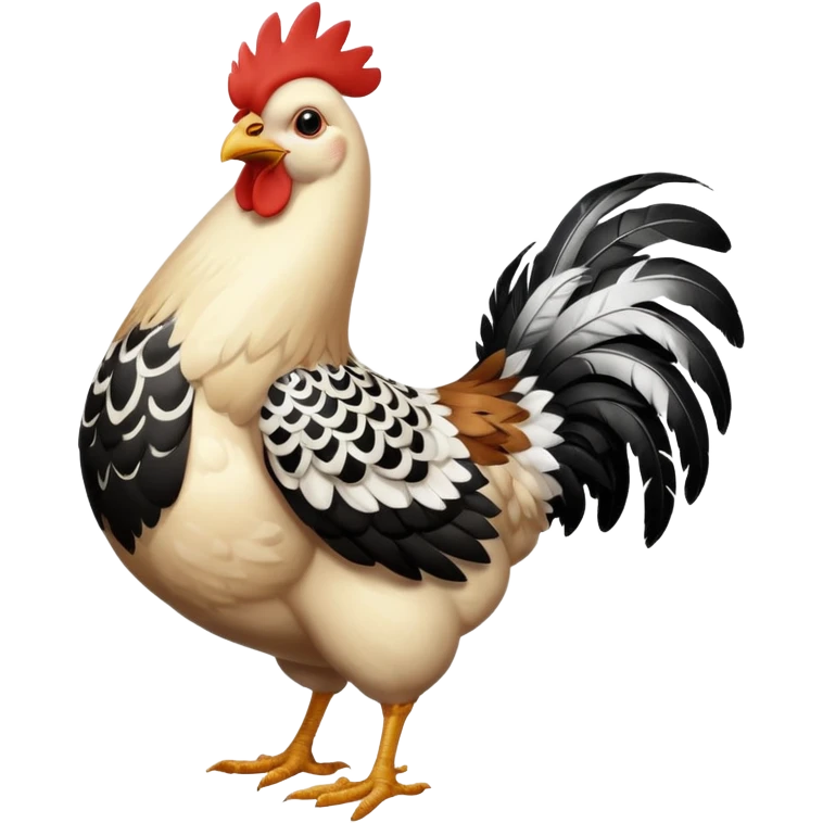 full body chicken, and every single feather have a black and white small pattern emoji