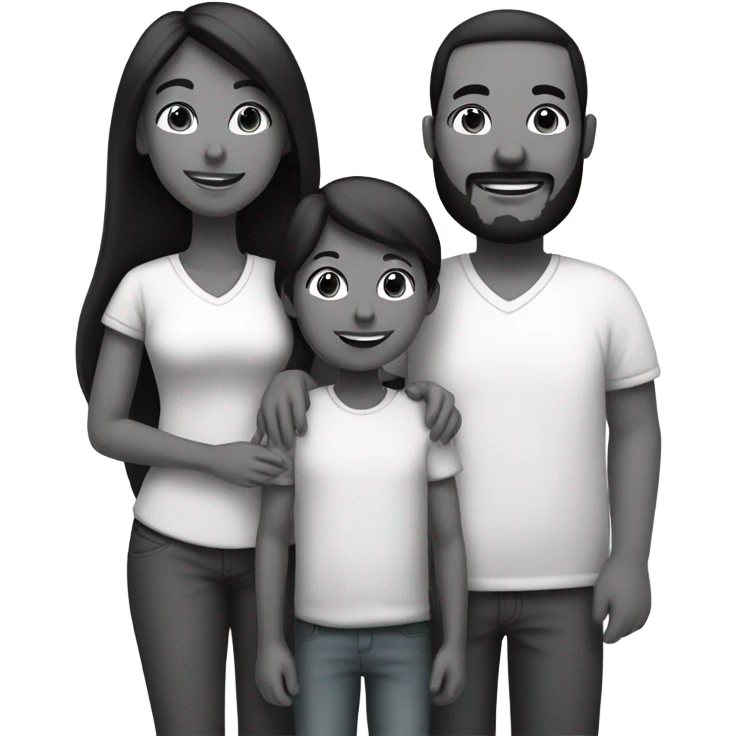 Family of 5 black and white emoji