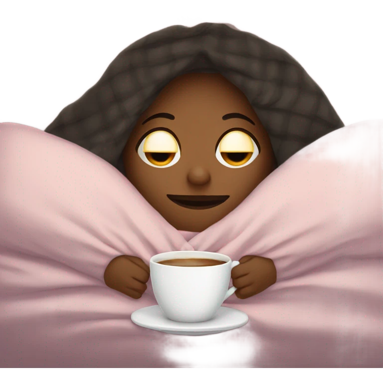 girl inside a blanket sipping coffee eyes closed emoji