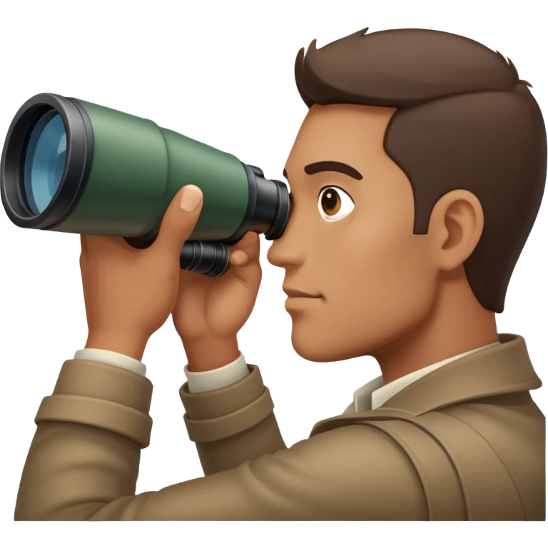 a man from the side looking through a spyglass emoji