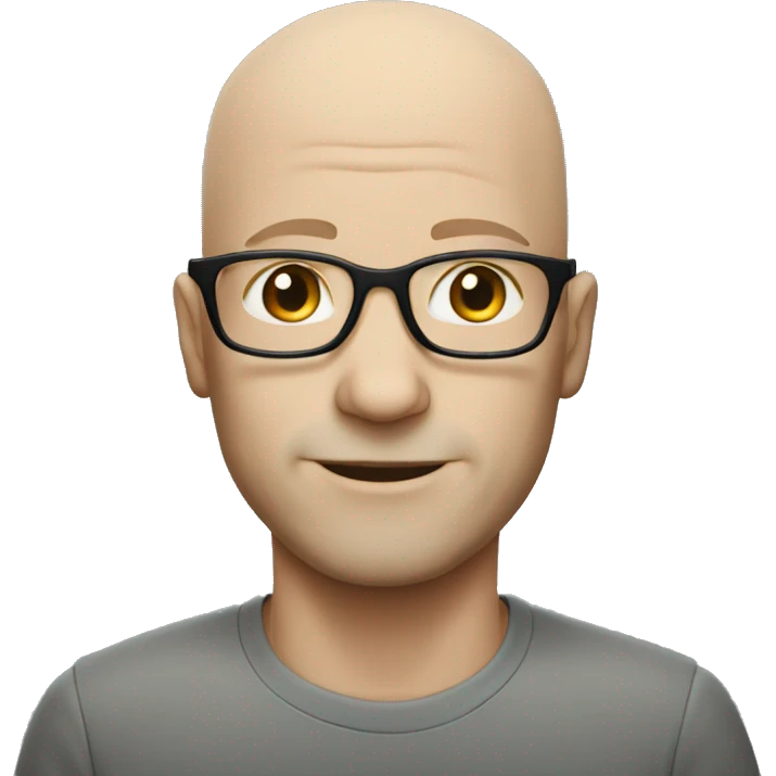 thin bald white man with glasses emoji