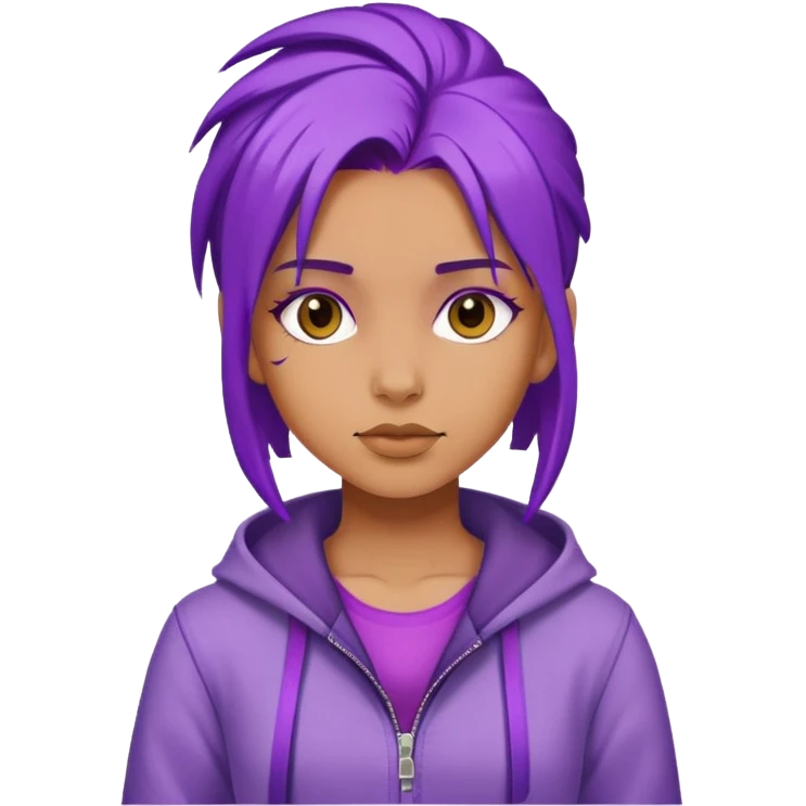 girl with purple hair wearing a cool outfit emoji