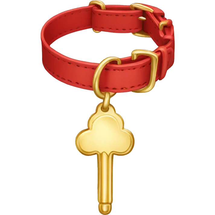 Red dog collar with a golden tag bone emoji