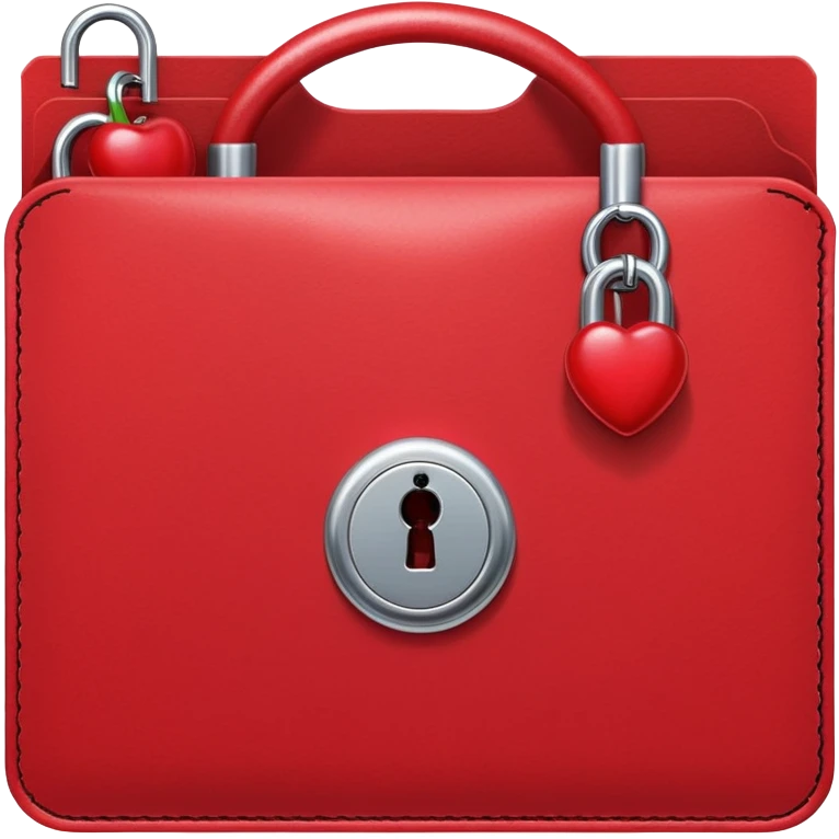 Red folder with cherry-shaped lock, secured red document with cherry padlock emoji