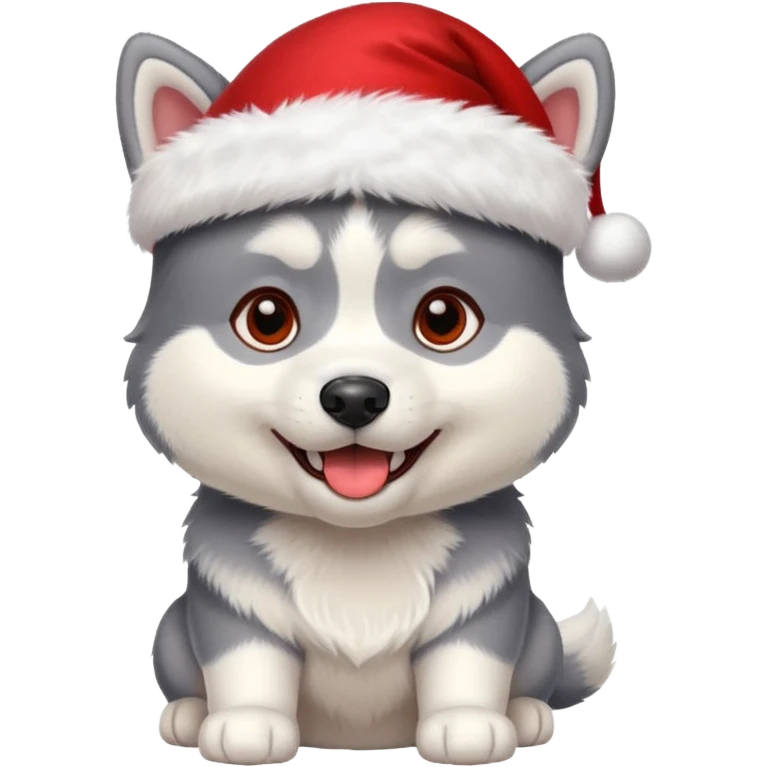Pups husky in  red new yaer hat emoji