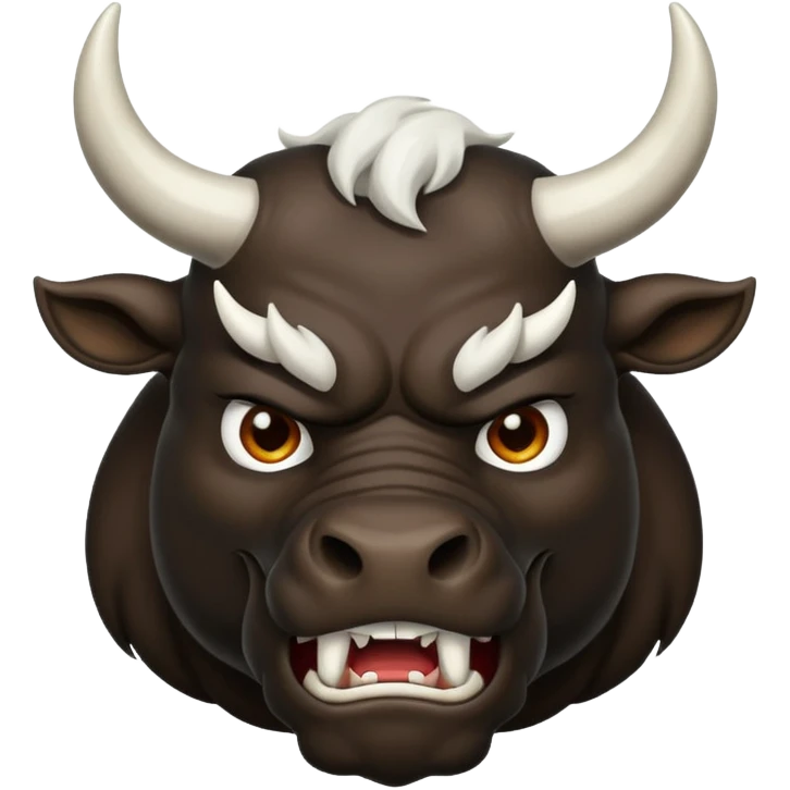 black angry powerful with white horns bull emoji emoji