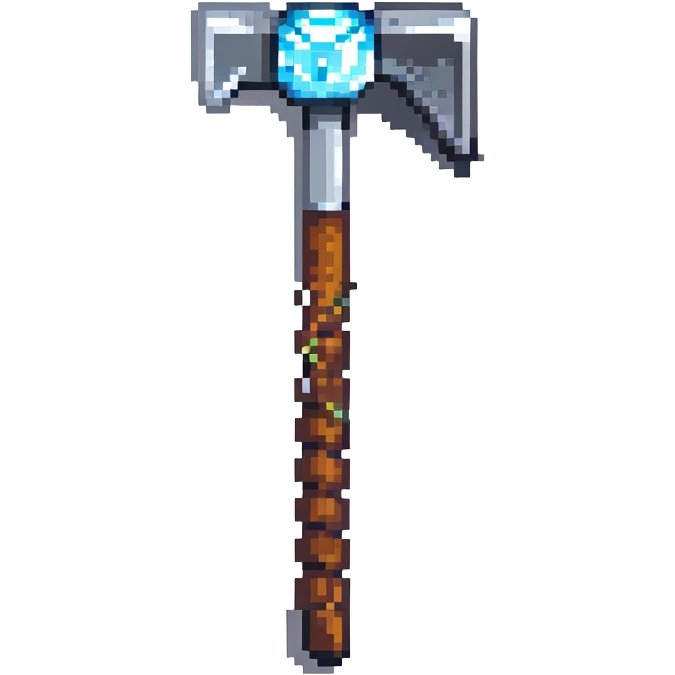 pixelated Minecraft diamond pickaxe emoji