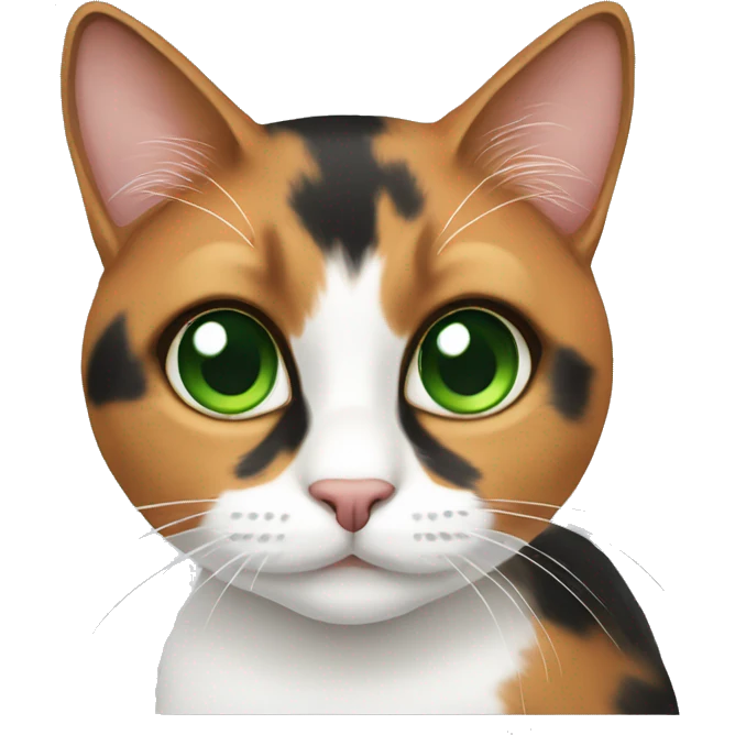 Calico cat green eyes emoji