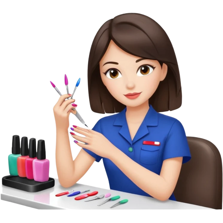 Brunette Girl getting a manicure at nail salon wind club emoji