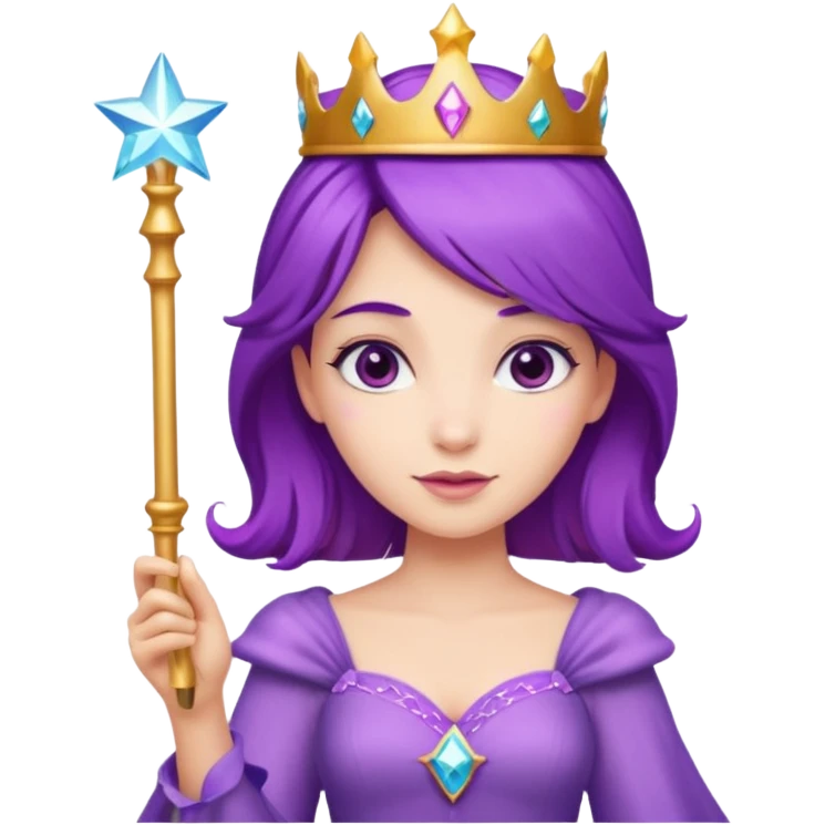 Princesses with Magic Wand in Purple Hair emoji