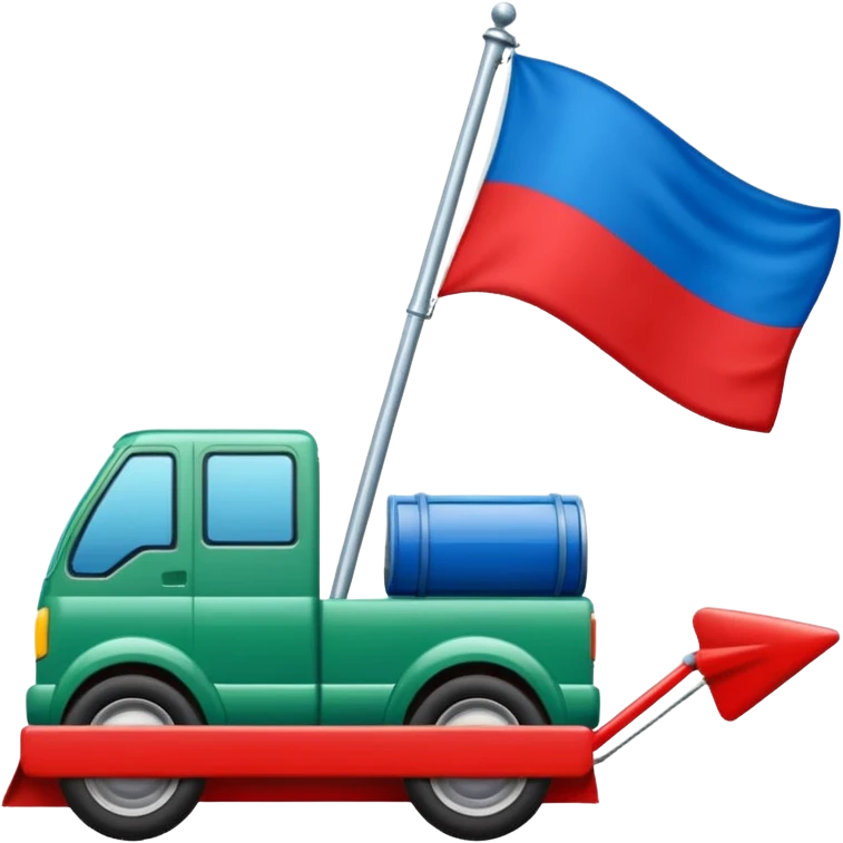 bandera mitad superior, azul y mitad inferior verde con una rueda de carruaje roja en el centro emoji