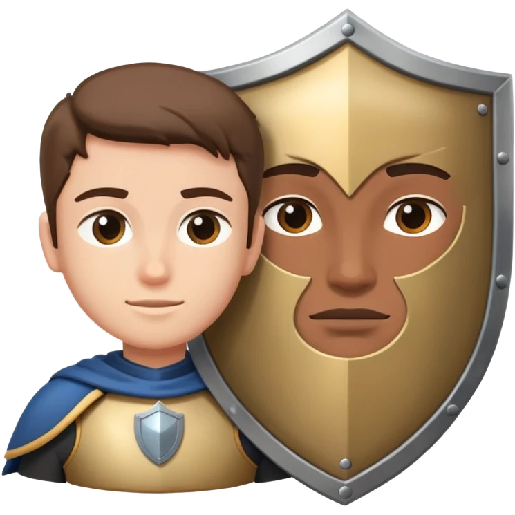 Person with shield protecting another person, representing trust and safety emoji