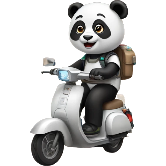 Panda riding a scooter on Mars  emoji