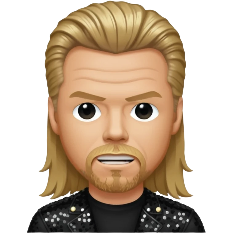 James Hetfield with long dark blonde hair, black sequin outfit  emoji