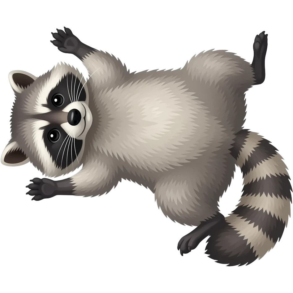 generate a racoon on its back long no tail or whiskars emoji
