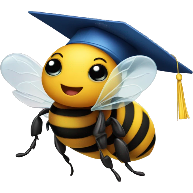 Bumble bee with a graduation cap emoji