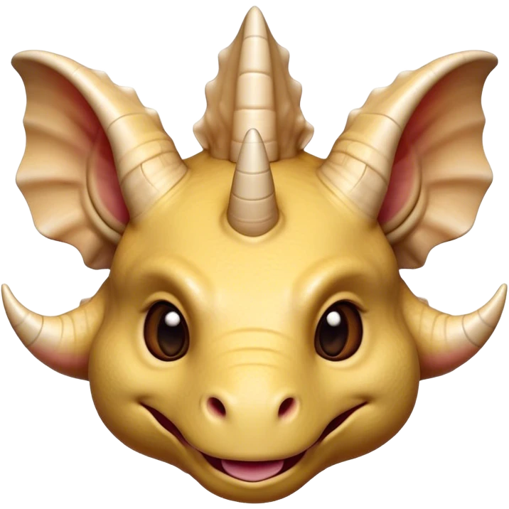 Cinematic Cute Triceratops Portrait Emoji, Head tilted playfully with a gentle smile, featuring a compact, sturdy body with three adorably prominent horns and a charmingly frilled head, Simplified yet irresistibly adorable features, highly detailed, glowing with a warm, inviting earthy glow, high shine, affectionate and lively, stylized with a touch of whimsical dinosaur charm, soft glowing outline, capturing the essence of a mischievous yet endearing Triceratops that seems as if it could trot out of the screen into your arms! emoji