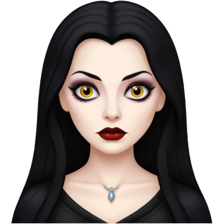 Vampira with long black hair emoji