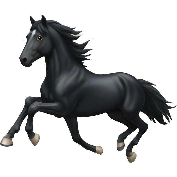Running black horse  emoji