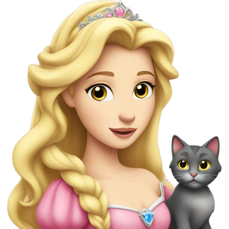 Princess Aurora Whit Cat pink  emoji
