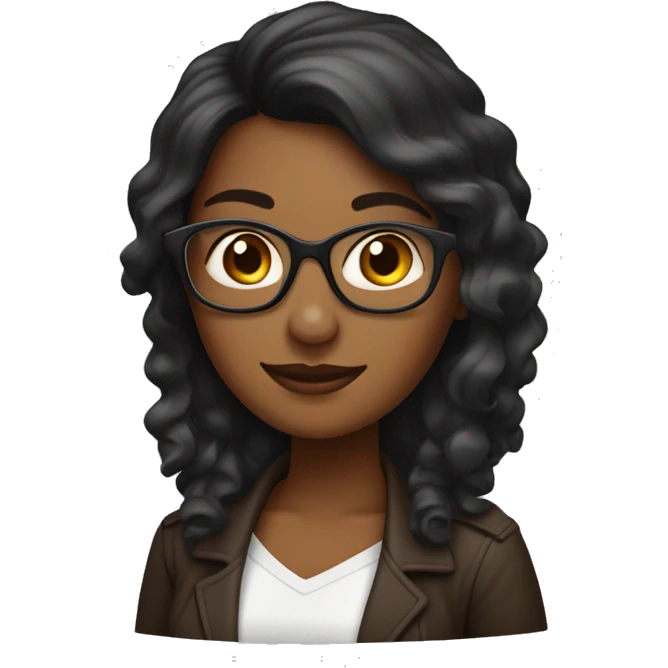 mulher negra de cabelo liso com mechas marrons e com óculos de formato arredondado emoji