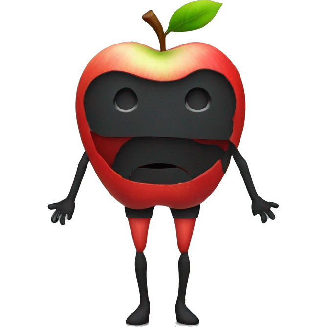 Apple with face and black arms amd legs emoji