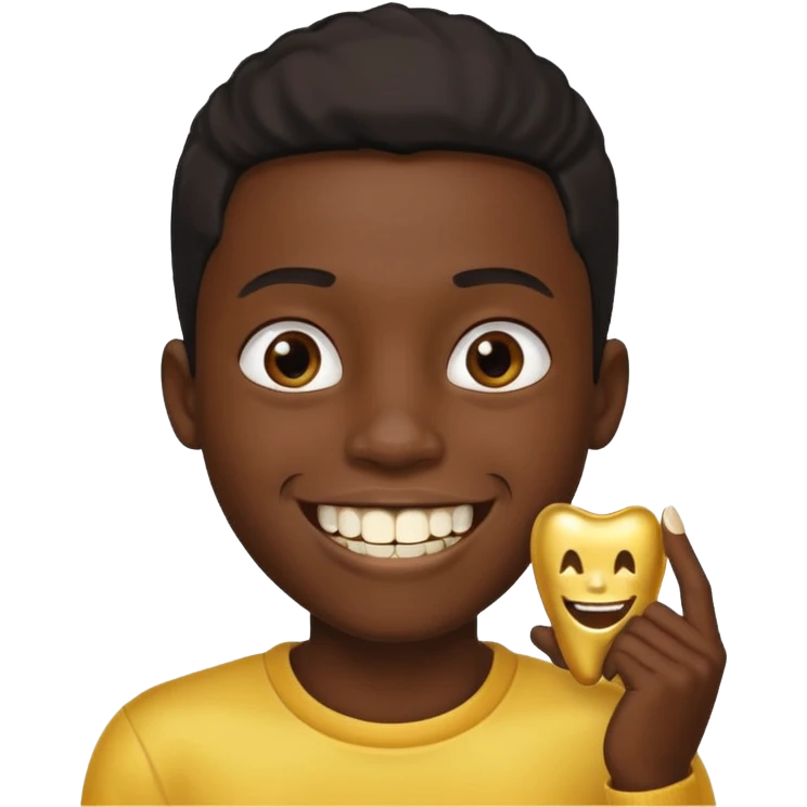 Garoto negro com black com dente de ouro emoji