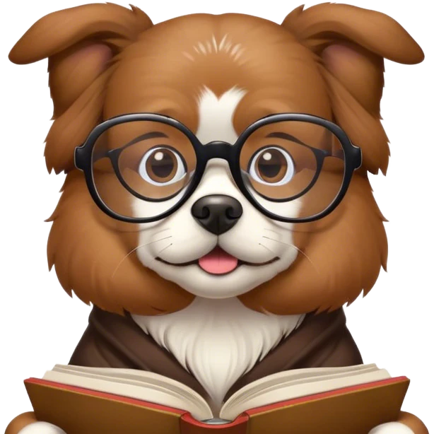 DOG reading with big glasses  emoji