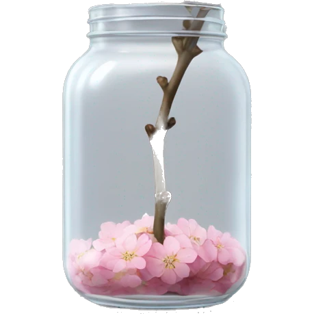 Realistic big sakura flower stem in a transparent jar vase emoji