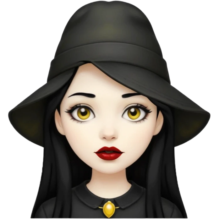 gothic girl black haired with yellow hat emoji