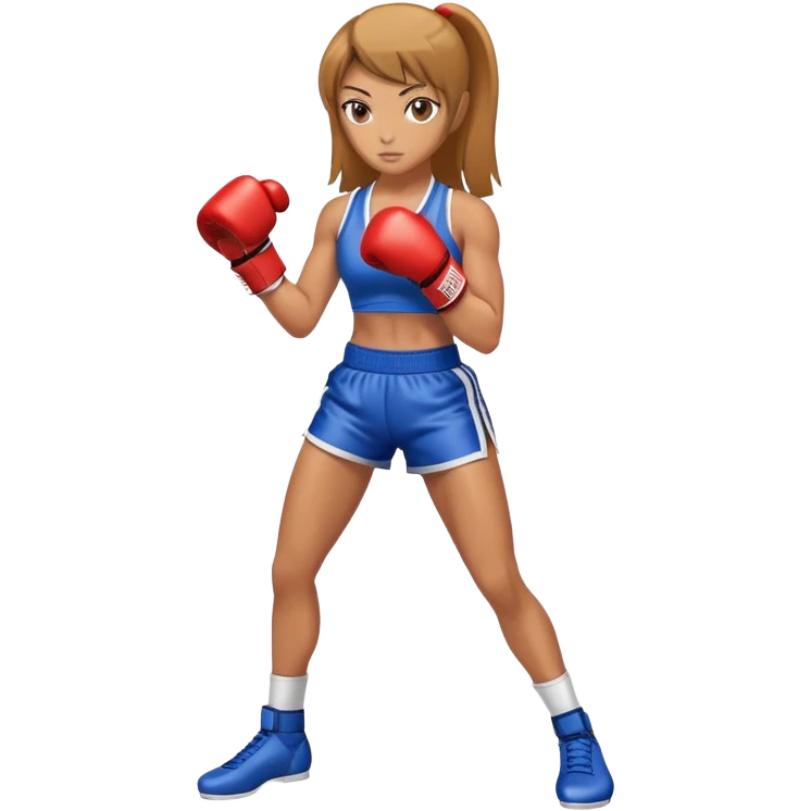 woman in kickboxing stance with boxing gloves emoji