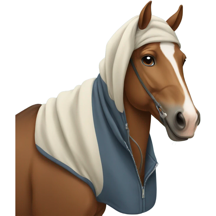 A horse wearing a hoodie emoji