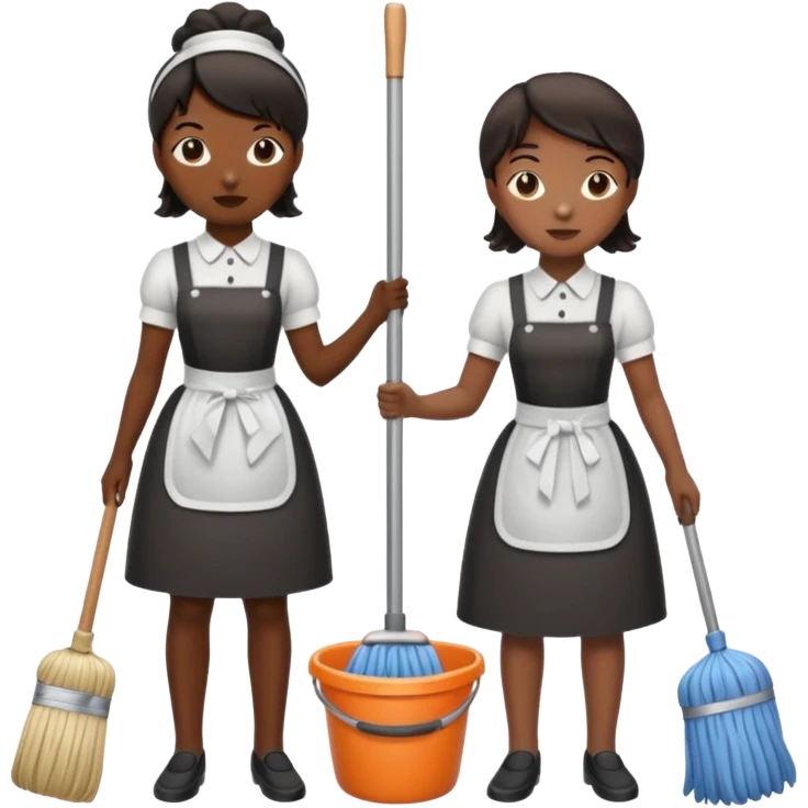 two ugly maids are holding the mop emoji