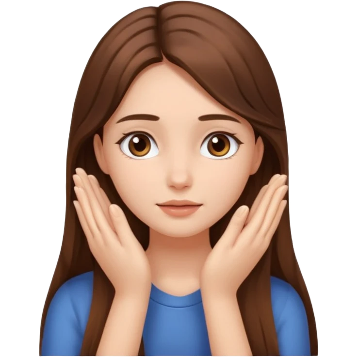 only one Girl , ( no boy ) touching his face with his own both hand, and smoothly rubbing the face emoji