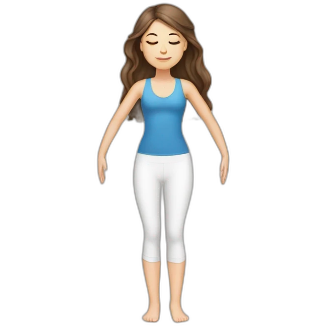 White girl brunette hair in Tadasana yoga emoji